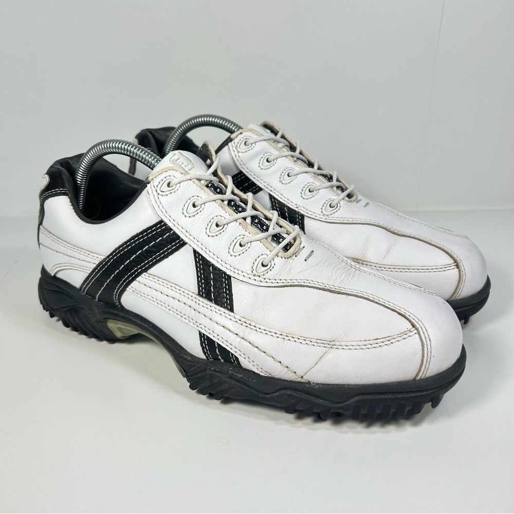 FootJoy FJ Contour Series White Leather Spikes Golf Shoe 54051; Men's Size 9.5 M